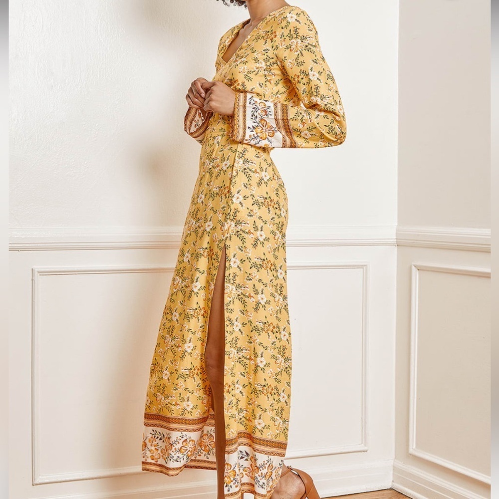 Lulus Fond Memories Yellow Floral Print Long Sleeve Maxi Dress - Picture 2 of 10